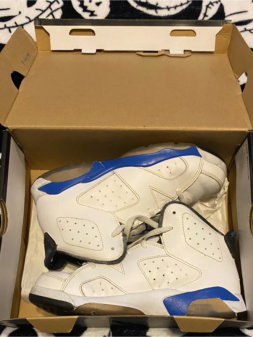 Jordan Kids White and Blue Basketball Sneakers